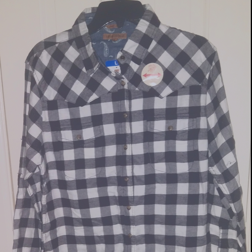 JACHS Womens Buffalo Plaid Button Snap Front Shirt